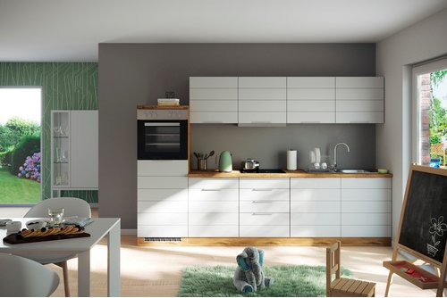 HELD MÖBEL Küchenzeile »Faro«, Gesamtbreite: 300 cm, Arbeitsplatte mit Melaminharz-Beschichtung - weiss