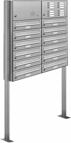 AL BRIEFKASTENSYSTEME Briefkasten, Parteien: 12, BxHxT: 84,6 x 170 x 27,5 cm - silberfarben