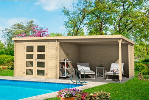 LASITA MAJA Blockbohlenhaus »Novia«, BxHxT: 620 x 211 x 308,9 cm (Außenmaß inkl. Dachüberstand), naturbelassen - braun