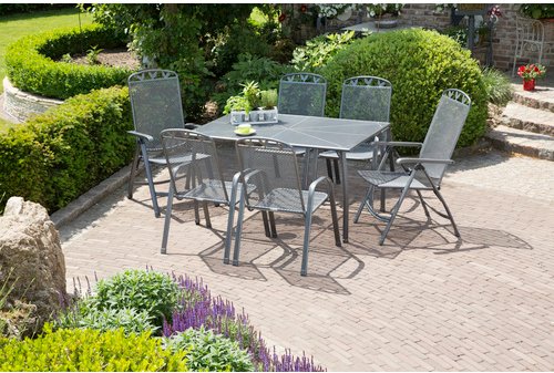 GREEMOTION Diningset »Toulouse«, eisengrau, Metall, 6 Sitzplätze