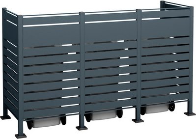 Thumbnail - Westmann Mülltonnenbox »Planum«, BxHxT: 250 x 150 x 90 cm, für 3 x 240 L Mülltonnen, Stahl - grau