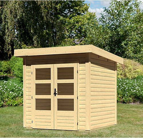 KARIBU Gartenhaus »Kandern«, Holz, BxHxT: 204 x 222 x 204 cm (Außenmaße inkl. Dachüberstand) - braun