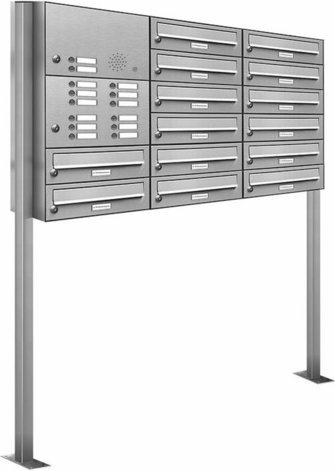 AL BRIEFKASTENSYSTEME Briefkasten, Parteien: 14, BxHxT: 122,9 x 150 x 27,5 cm - silberfarben
