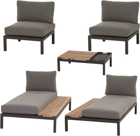 SIENA GARDEN Loungeset »Alvida«, 5er-Set, Aluminium - grau