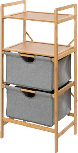 WENKO Wäscheregal, BxHxL: 44 x 96 x 34 cm, Bambus - grau