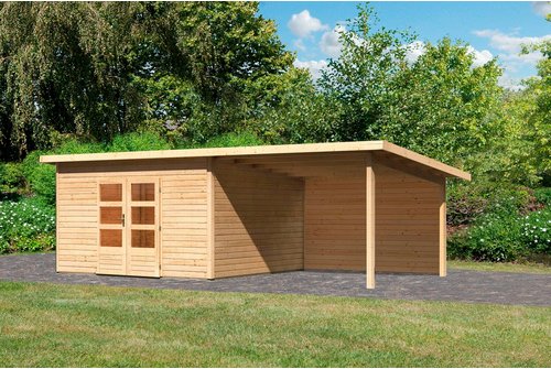 KARIBU Gartenhaus »Northeim«, Holz, BxHxT: 665 x 229,5 x 369 cm (Außenmaße inkl. Dachüberstand) - beige