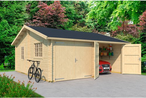 LASITA MAJA Blockgarage »Falkland«, BxT: 628,6 x 635 cm (Außenmaß), Holz - braun