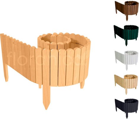 Floranica Beeteinfassung, Rollborder Flexibler Holzzaun 200 x 10 cm Natur - braun