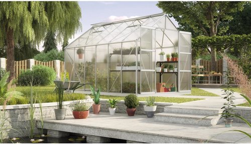 Thumbnail - VITAVIA Gewächshaus »Uranus«, 9,9 m², Kunststoff/Aluminium, winterfest - silberfarben