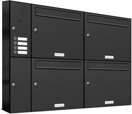 AL BRIEFKASTENSYSTEME Briefkasten, Parteien: 4, Aufputzmontage, BxHxT: 91,4 x 68,4 x 11,6 cm - grau