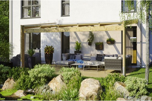 SKANHOLZ Terrassenüberdachung »Novara«, Breite: 557 cm, Dach: Polycarbonat (PC), braun