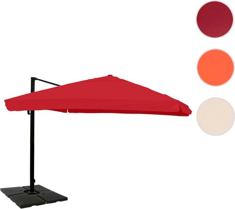 MVG Gastronomie-Ampelschirm »MVG-A96«, 400 x 300 cm, Flap, mit Schirmständer, 360° drehbar - rot