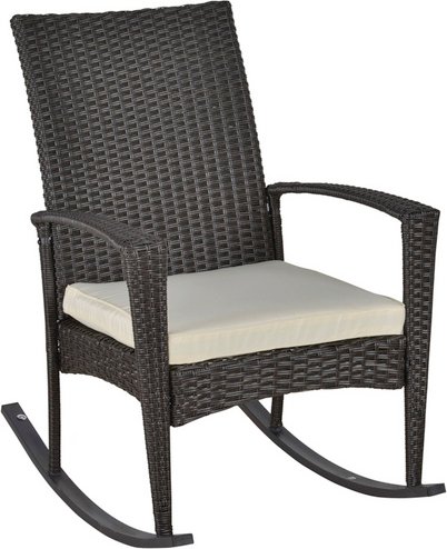 Outsunny Schaukelstuhl, BxH: 88 x 98 cm, Metall/Kunststoff - braun