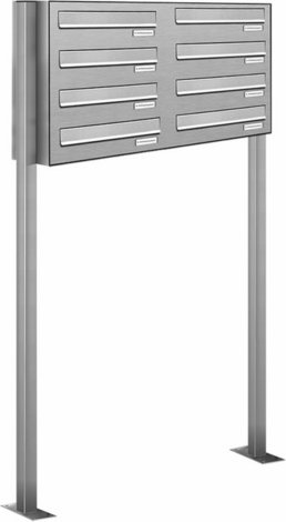 AL BRIEFKASTENSYSTEME Briefkasten, Parteien: 8, Zaundurchwurf, BxHxT: 153,324 x 150,0 x 27,5 cm - silberfarben