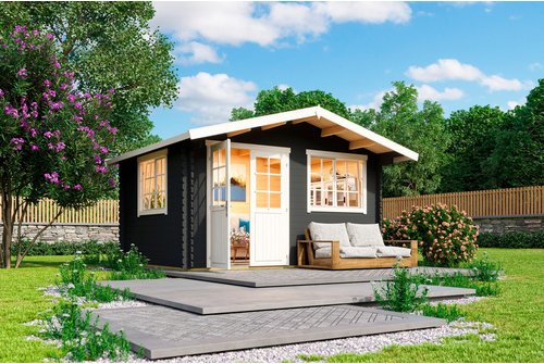 LASITA MAJA Gartenhaus »Norderney 2«, Holz, BxHxT: 444,6 x 256,5 x 390 cm (Außenmaße inkl. Dachüberstand) - grau