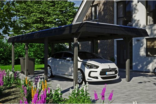 SKANHOLZ Carport »Wendland«, BxT: 362 x 870 cm, Firsthöhe: 243 cm, farbbehandelt - grau