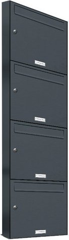 AL BRIEFKASTENSYSTEME Briefkasten, Parteien: 4, Aufputzmontage, BxHxT: 38,5 x 138,6 x 11,6 cm - grau