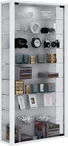 VCM Vitrine »Vitrosa Maxi«, inkl. LED-Beleuchtung, BxH: 59 x 113 cm, Holzwerkstoff/Glas - weiss