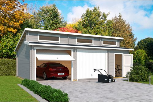 LASITA MAJA Blockgarage »Hawaii«, BxT: 820 x 579,6 cm (Außenmaß), Holz - grau