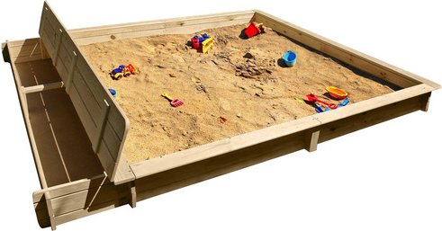 PROMADINO Sandkasten »Yanick«, BxL: 248 cm x 225 cm, Kiefernholz natur - beige