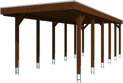SKANHOLZ Carport »Friesland«, BxT: 314 x 860 cm, Firsthöhe: 241 cm, farbbehandelt - braun