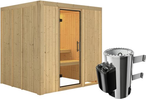 KARIBU Sauna »Olai«, inkl. 3.6 kW Saunaofen mit integrierter Steuerung, für 3 Personen - beige