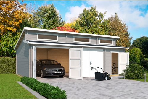 LASITA MAJA Blockgarage »Hawaii«, BxT: 820 x 579,6 cm (Außenmaß), Holz - grau