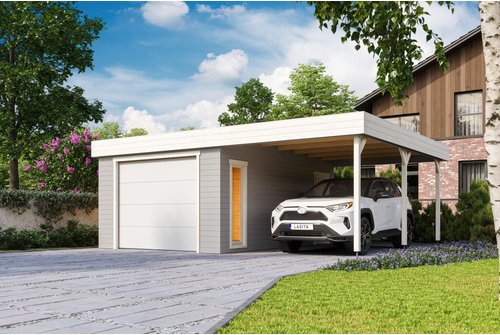 Thumbnail - LASITA MAJA Blockgarage »Bahamas«, BxT: 680 x 560 cm (Außenmaß), Holz - grau