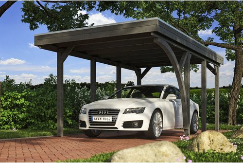 SKANHOLZ Carport »Friesland Set 5«, BxT: 314 x 555 cm, Firsthöhe: 241 cm, lasiert - grau