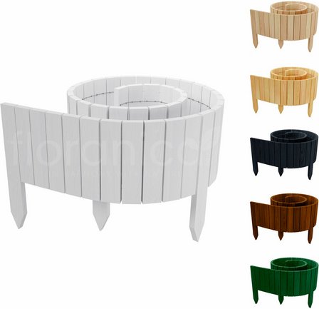 Floranica Beeteinfassung, II Gartenzaun 200x20 cm Weiß Kiefernholz Rollzaun - weiss