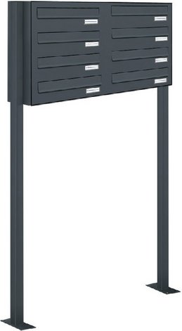 AL BRIEFKASTENSYSTEME Briefkasten, Parteien: 8, Zaundurchwurf, BxHxT: 84,8 x 150 x 27,5 cm - grau