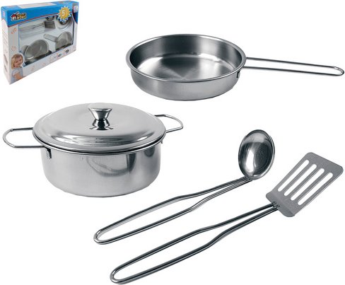 HAPPY PEOPLE Koch-Spielset »Juniors Home«, geeignet für: Kinder ab 3 Jahren, Edelstahl - silberfarben