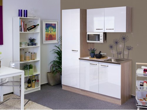 Flex-Well Singleküche »Valero«, mit E-Geräten, Gesamtbreite: 150 cm - weiss