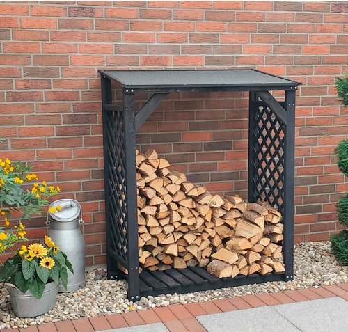 PROMADINO Kaminholzregal »SPEYER«, BxHxL: 119,5 x 148 x 68 cm, anthrazit - grau