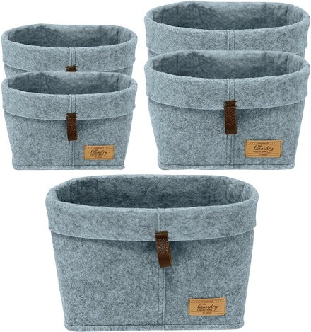 Thumbnail - WENKO Filzkorb »Feli«, BxHxL: 30 x 19 x 18 cm, Polyester/Polyurethan, grau/dunkelbraun