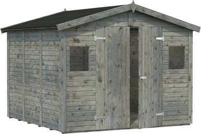 PALMAKO Elementhaus »Dan«, Holz, BxHxT: 295 x 220 x 280 cm (Außenmaße inkl. Dachüberstand) - grau