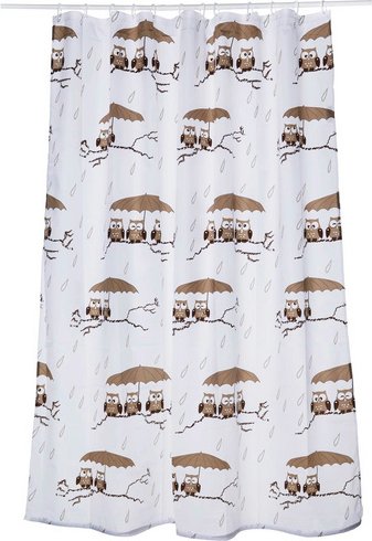 KLEINE WOLKE Duschvorhang »Eulen«, BxH: 180 x 200 cm, Tiere, taupe - braun