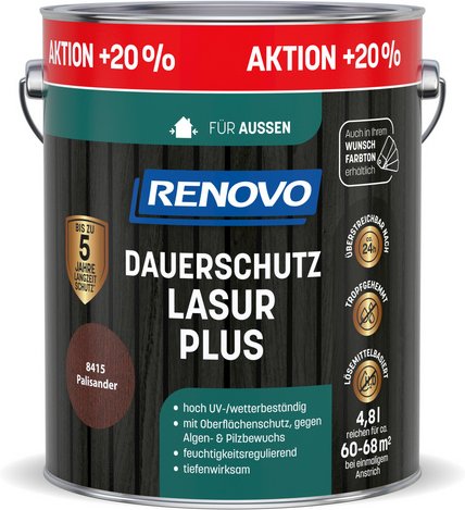 RENOVO Dauerschutzlasur »PLUS«, lmh 4,8L, palisander 8415 Aktion +20 Proz. - braun