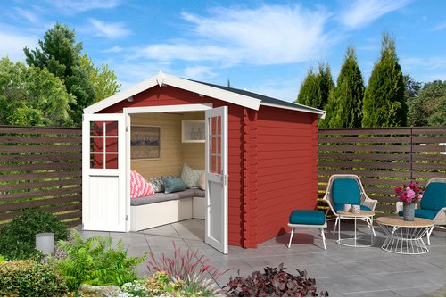 LASITA MAJA Gartenhaus »Norah«, BxHxT: 307,2 x 233,7 x 250 cm (Außenmaße inkl. Dachüberstand), Holz - rot