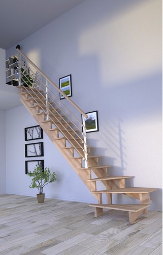 STARWOOD Systemtreppe »Lindos«, Buchenholz, 13 Stufen, max. Geschosshöhe 300 cm - braun