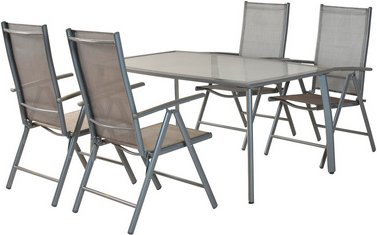 MERXX Gartenmöbel-Diningset »Amalfi«, 5 tlg., 4 Sitzplätze, Aluminium - braun