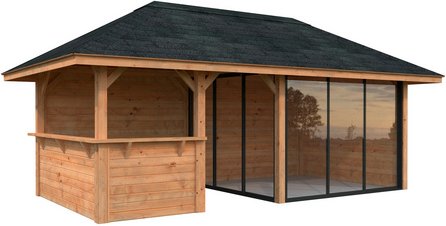 PALMAKO Pavillon »Bianca«, Aufstellmaße BxTxH: 672 x 384 x 319 cm, tauchgrundiert, Holz - braun