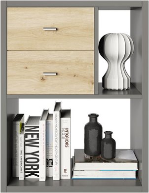 PHOENIX Raumteiler-Regal »Fortuna«, BxHxL: 75,1 x 57,9 x 34 cm, inkl. Schubladencontainer - grau