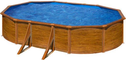 GRE Ovalpool, Holzoptik, BxHxL: 300 x 120 x 500 cm - braun