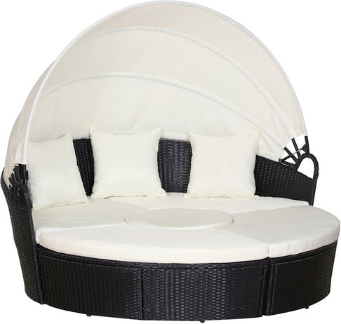 Outsunny Gartenliegen-Set, Metall, inkl. Auflagen, BxHxT: 180 x 147 x 175 cm - schwarz