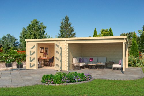 LASITA MAJA Gartenhaus »New Orleans«, BxHxT: 390 x 222,3 x 359,1 cm (Außenmaße inkl. Dachüberstand), Holz - beige