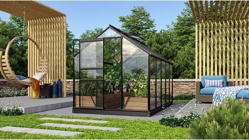 VITAVIA Gewächshaus »Venus 6200«, 6,2 m², Aluminium, winterfest - grau