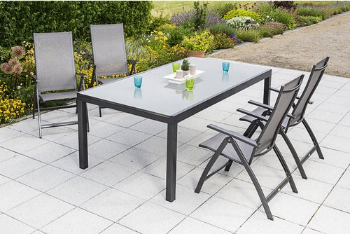 MERXX Gartenmöbelset »Vicenza«, 4 Sitzplätze, Aluminium/Textil - braun