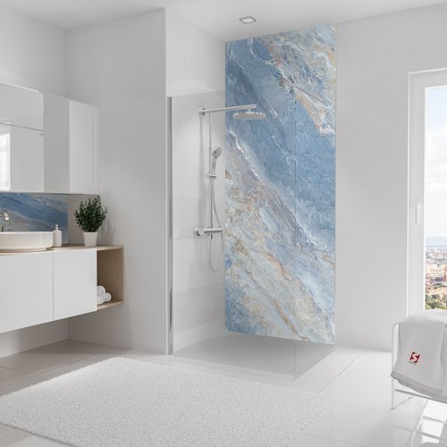 SCHULTE Duschrückwand »DecoDesign«, BxH: 100 x 255 cm, Aluminium/Polyethylen - blau