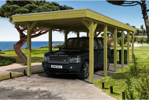 Thumbnail - SKANHOLZ Carport »Friesland«, BxT: 314 x 860 cm, Firsthöhe: 241 cm, imprägniert - braun